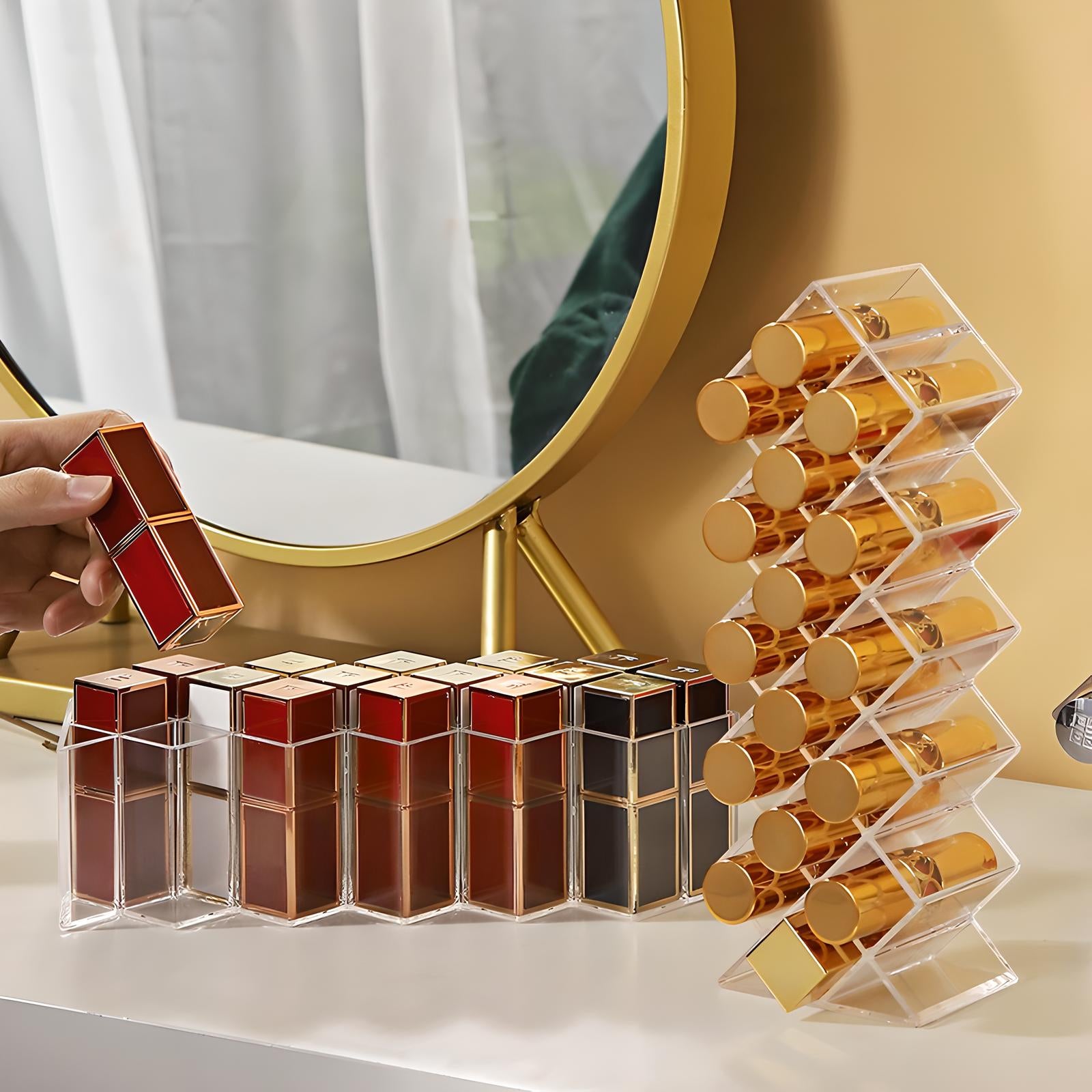 Acrylic Lipstick Organizer – Stylish & Space-Saving Makeup Storage Solution