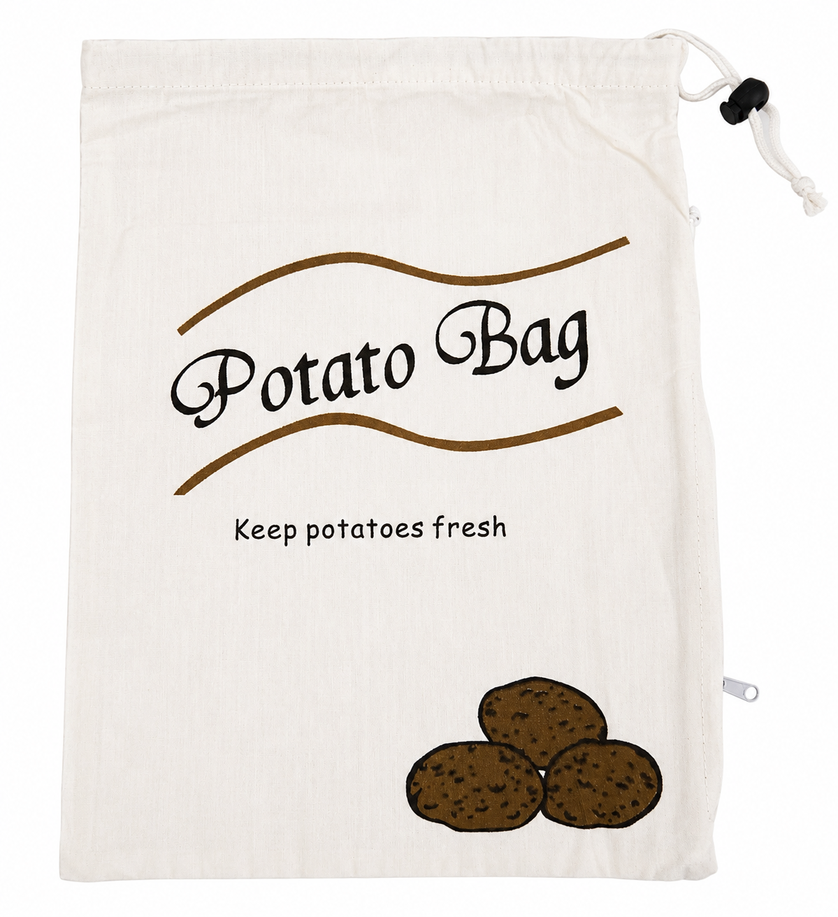 Cotton Potato Storage Bag | Reusable Drawstring Vegetable Sack | Keeps Produce Fresh | Natural
