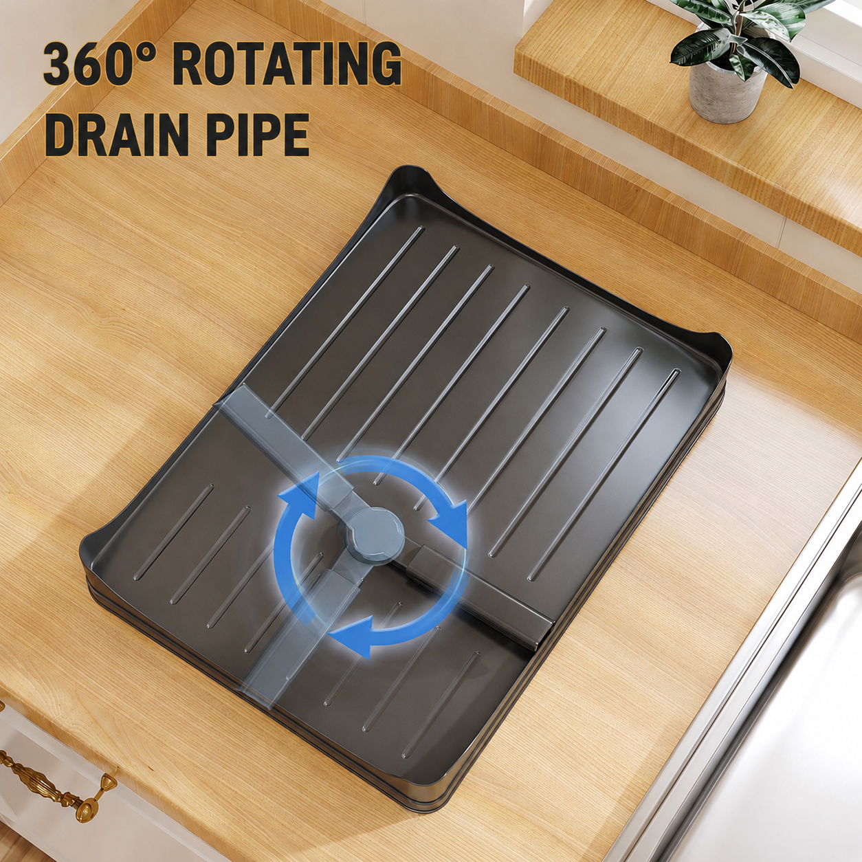 2-Tier Dish Drying Rack |  Kitchen Sink Organiser with Drainboard | Black Carbon Steel