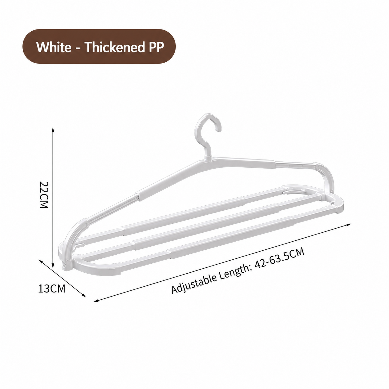 Extendable Blanket Drying Hanger Pack of 2 | Retractable Wide-Shoulder Rack | 360° Swivel Hook | White
