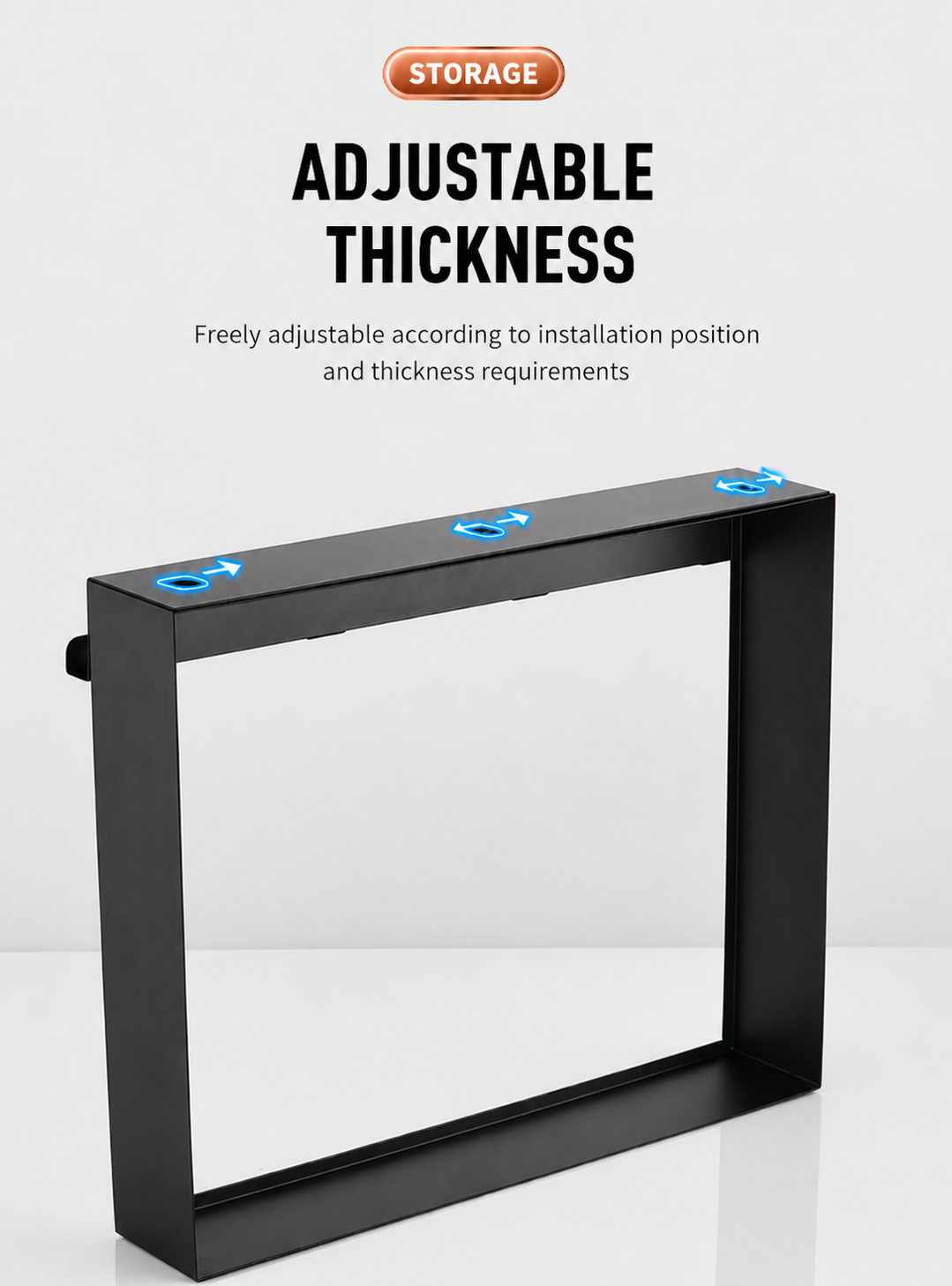 Over Shower Screen Caddy | Adjustable Clamp Steel Shelf | No Drilling | Matte Black 50cm