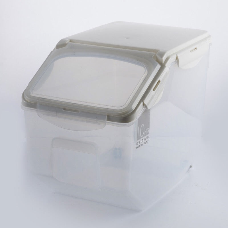 10KG/15KG White Plastic Rice Pet Food Grain Container Kitchen.