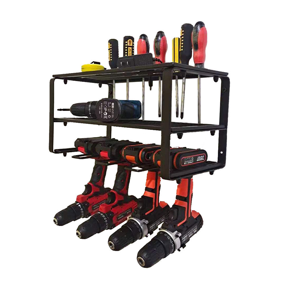 Black Iron Wall Mounted Hardware Tool Storage Rack.
