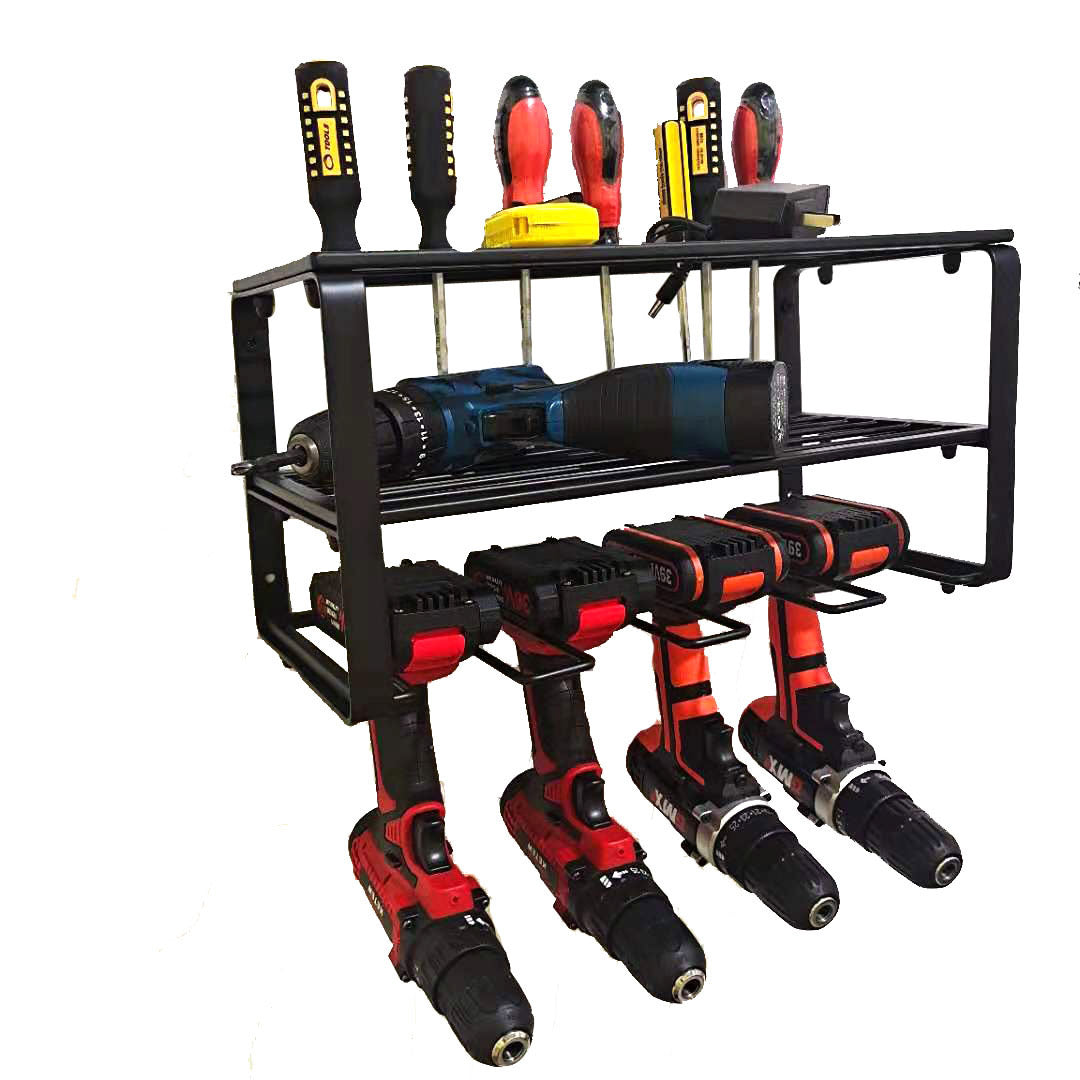 Black Iron Wall Mounted Hardware Tool Storage Rack.