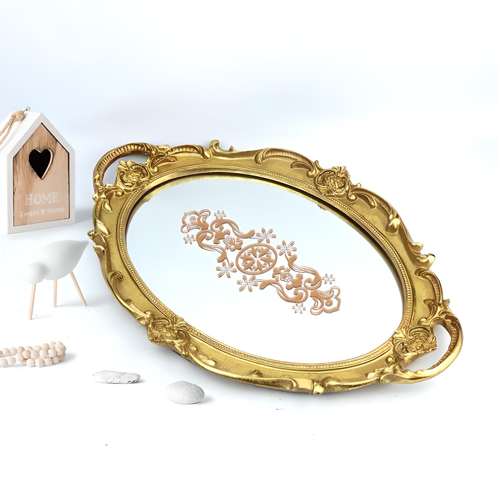 Vintage Mirror Tray – Elegant Decorative Display