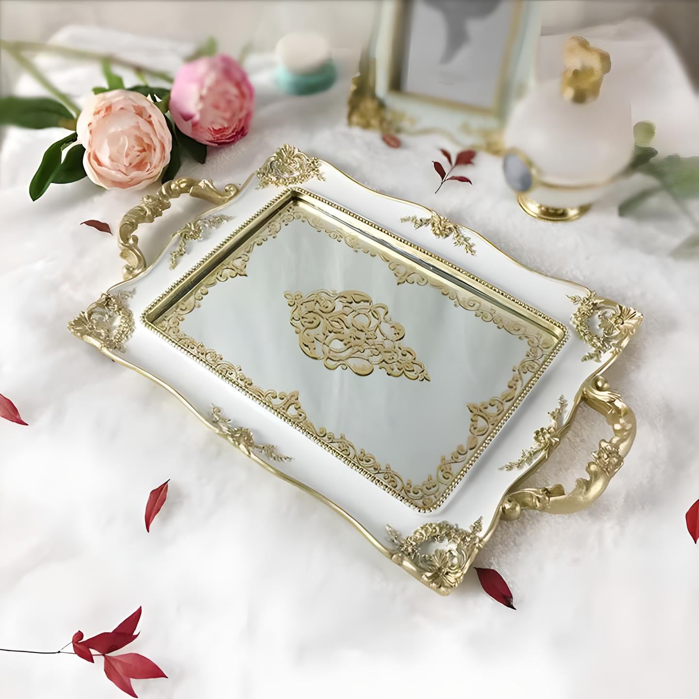 Vintage Mirror Tray – Elegant Decorative Display