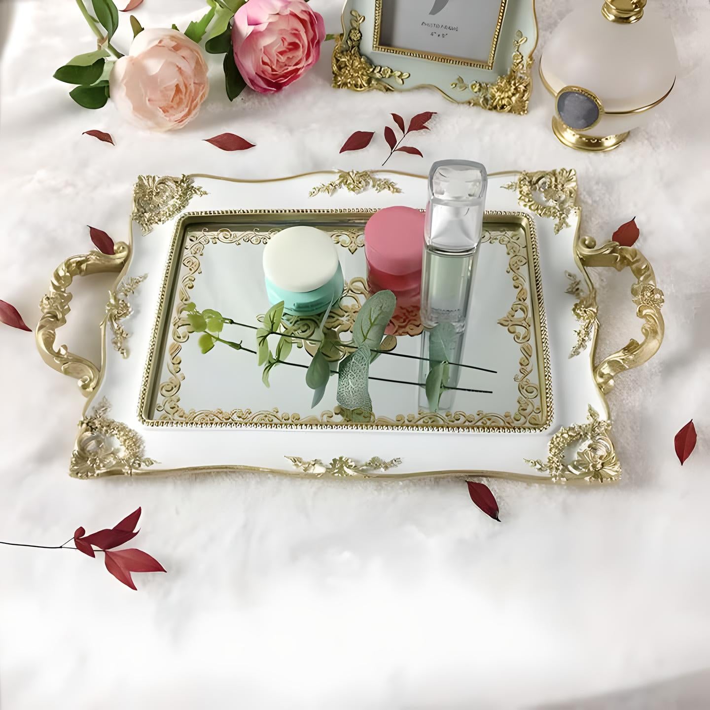 Vintage Mirror Tray – Elegant Decorative Display