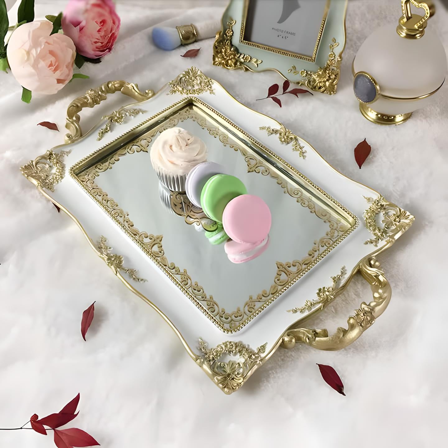 Vintage Mirror Tray – Elegant Decorative Display