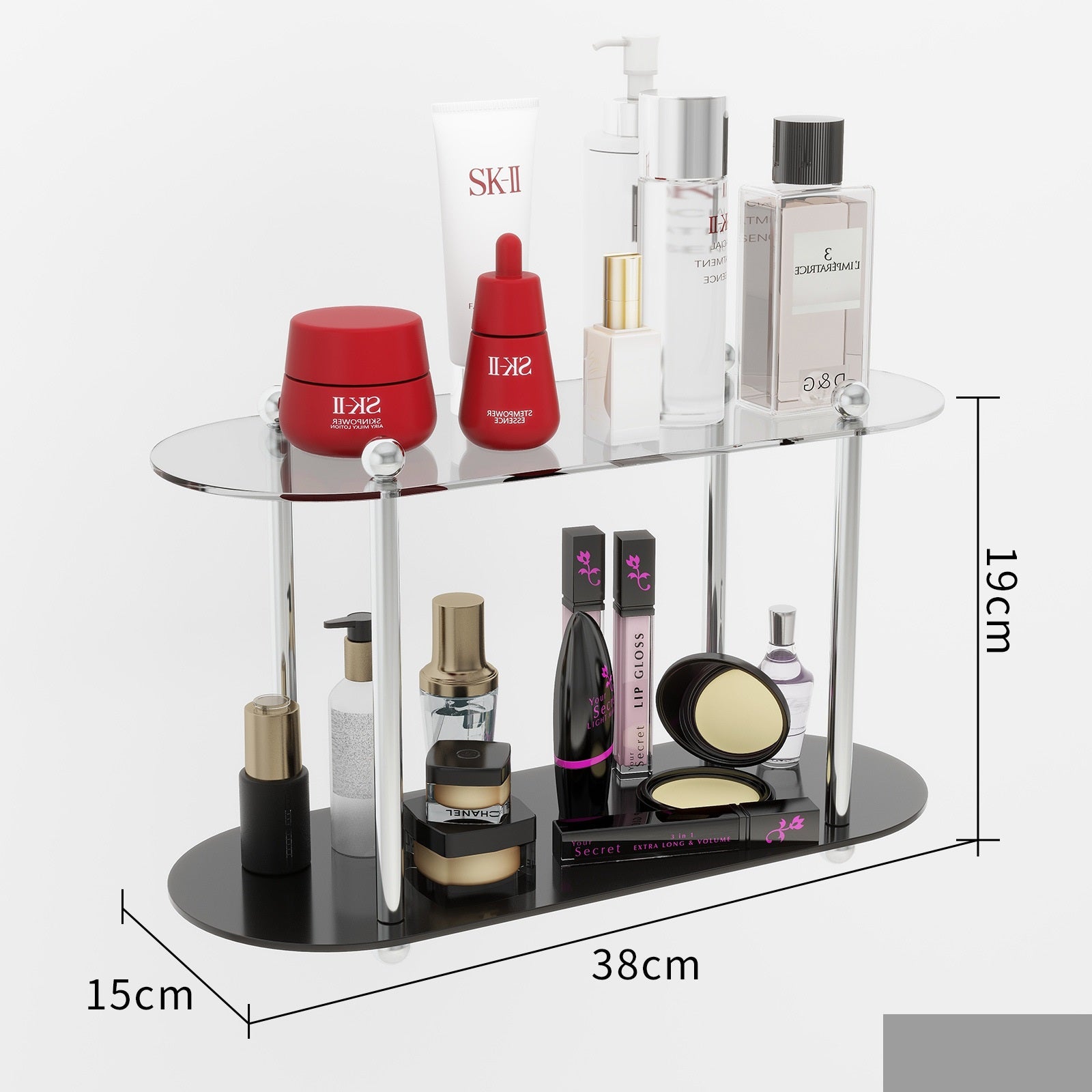 Elegant Cosmetic & Perfume Display Stand - 2 Tier / 3 Tier.
