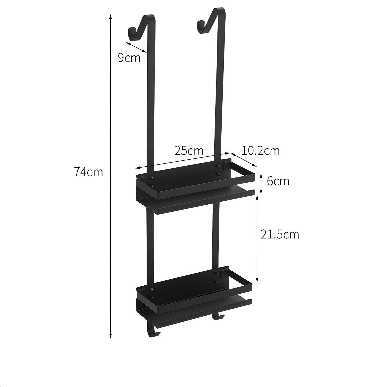 Over-the-Door Shower Caddy – Black Metal Hanging Bathroom Shelf