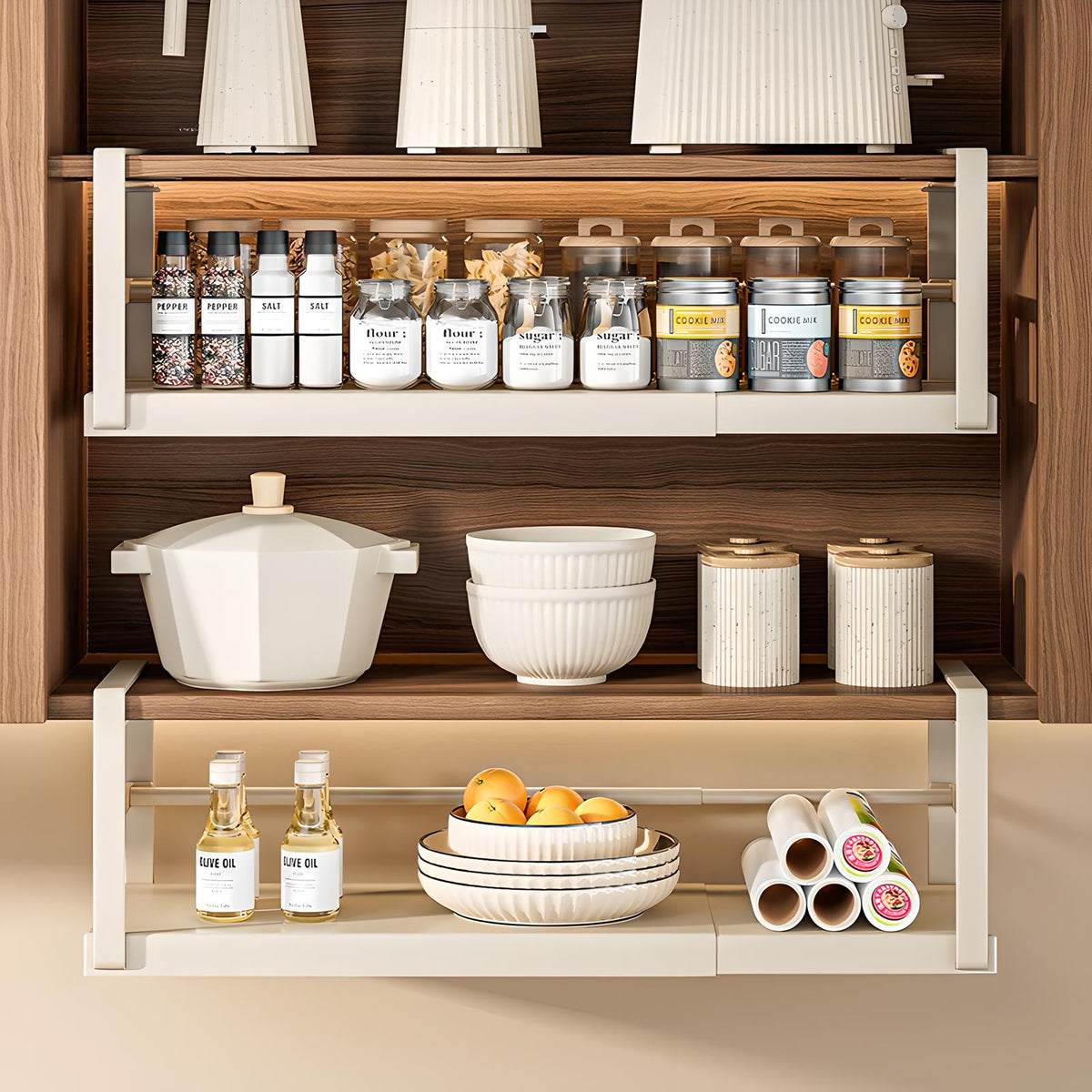 Adjustable Under-Cabinet Storage Rack โ Space-Saving Kitchen Organizer ...