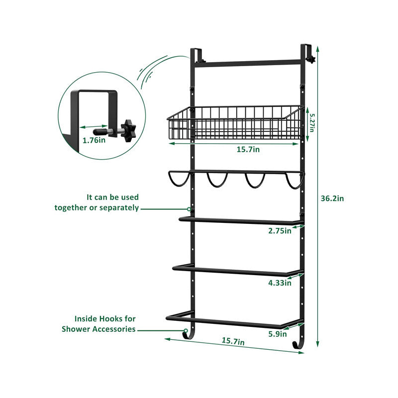 Over Door & Shower Screen Towel Rack – Space-Saving 4-Bar Organizer with Storage Basket