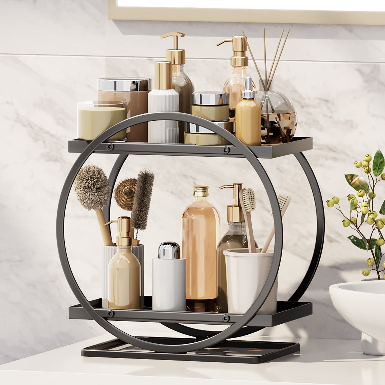 2-Tier Steel Organizer for Skincare and Cosmetics.