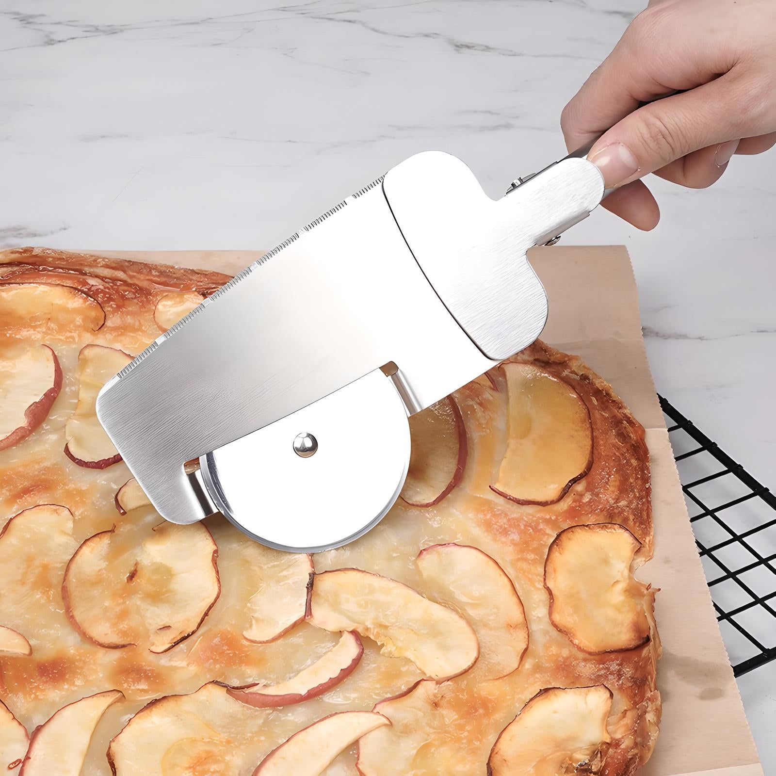 Stainless Steel Pizza Cutter and Server – Dual Function Kitchen Tool
