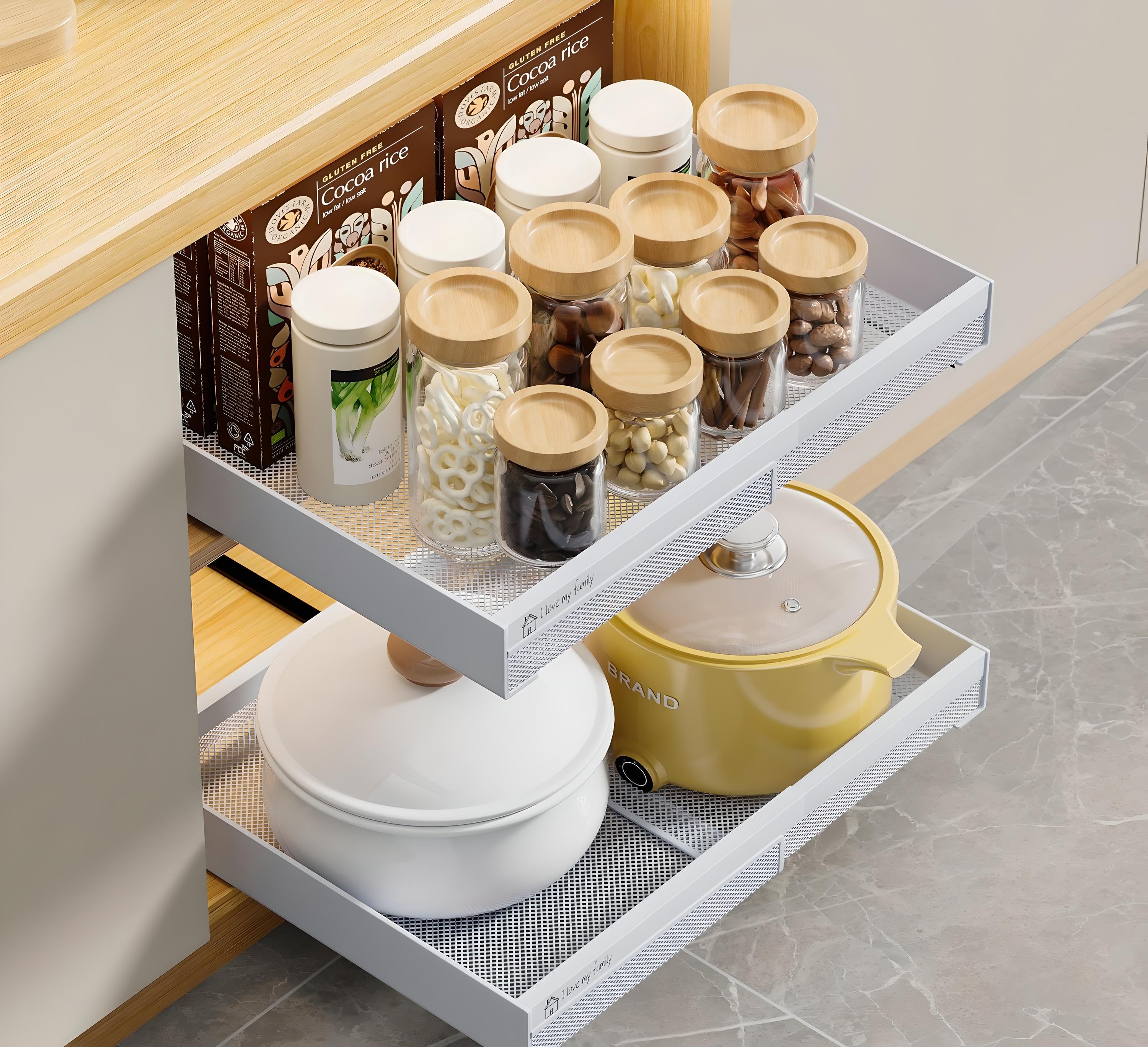 Adjustable Sliding Cabinet Storage Rack – Space-Saving Pull-Out Organizer