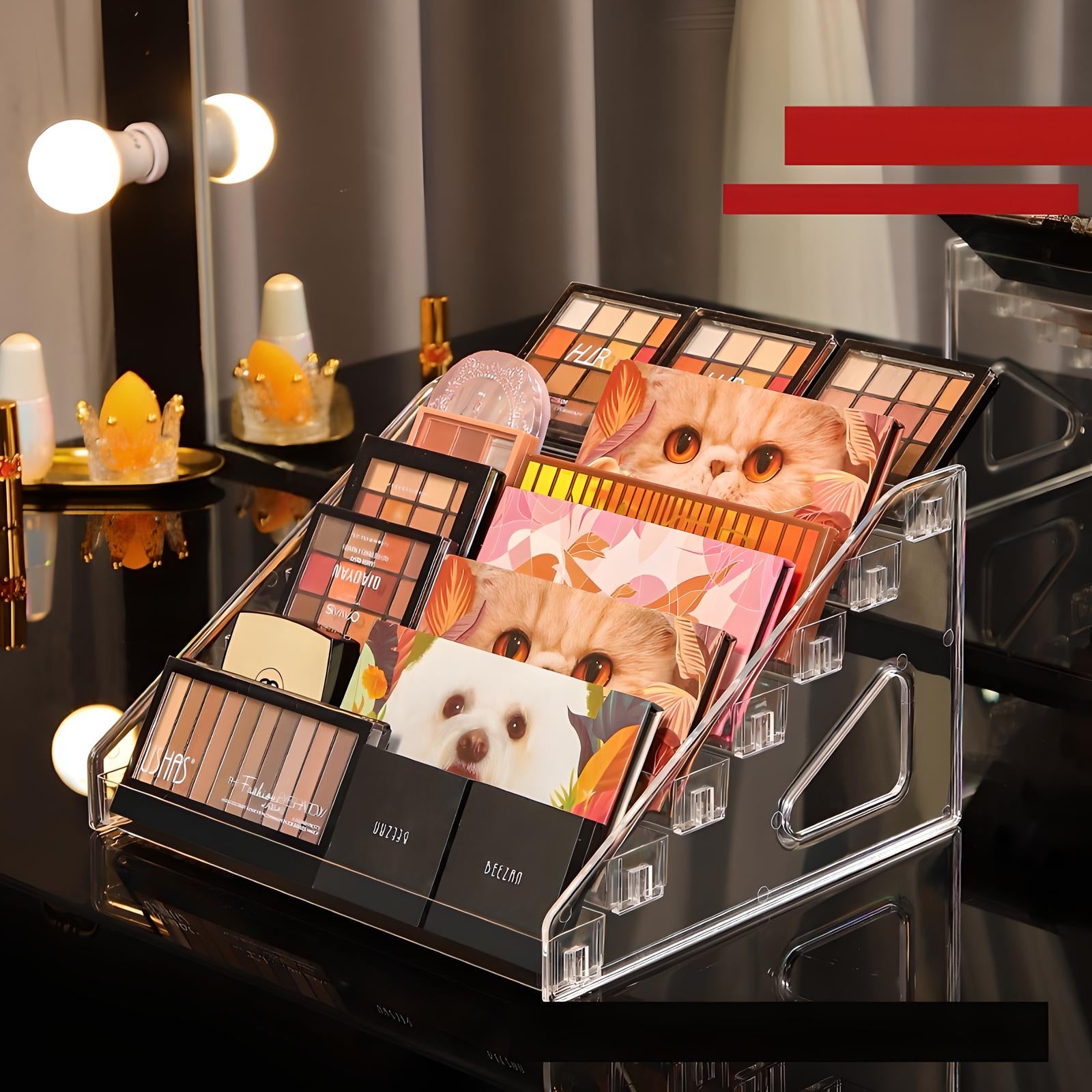 7-Tier Acrylic Makeup Organizer – Clear Storage Rack for Palettes & Cosmetics