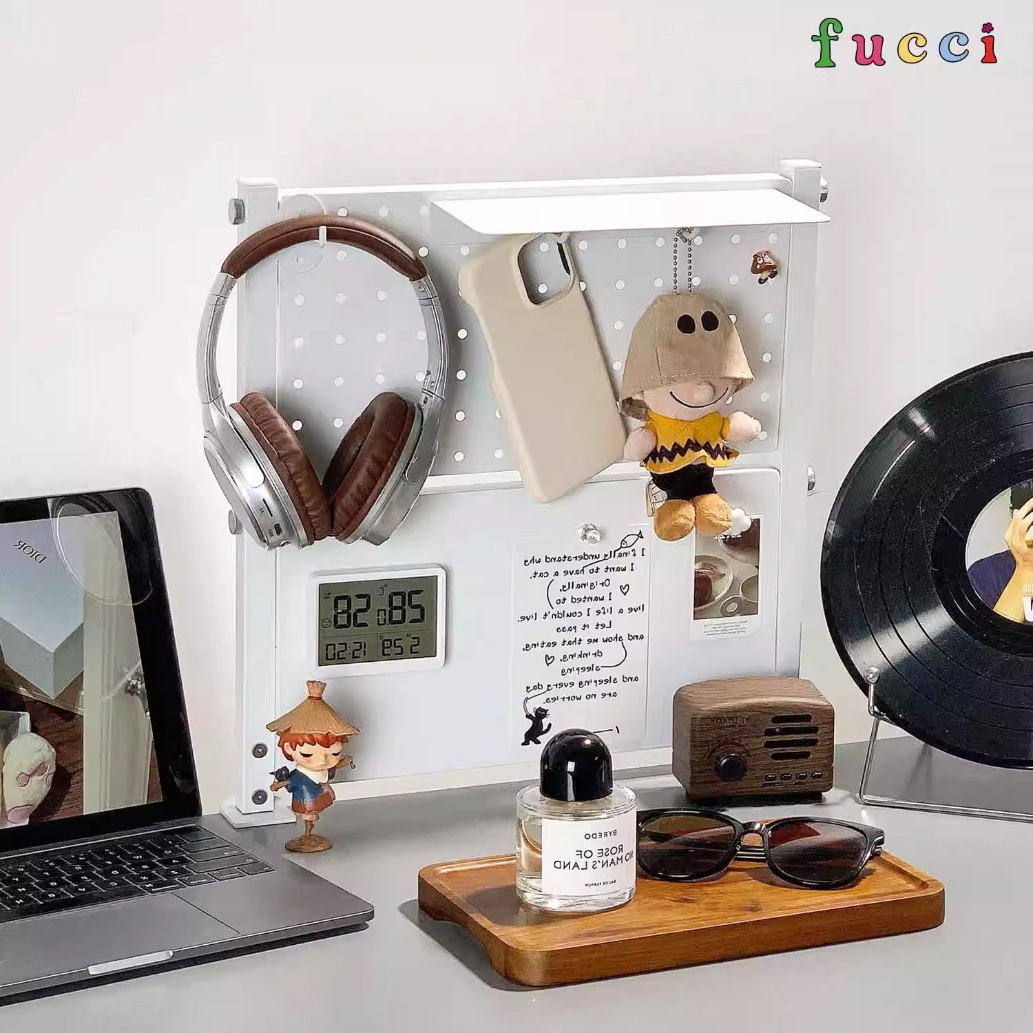 Adjustable 2-Tier Rotating Desk Organizer – Vertical & Horizontal Storage with Pegboard