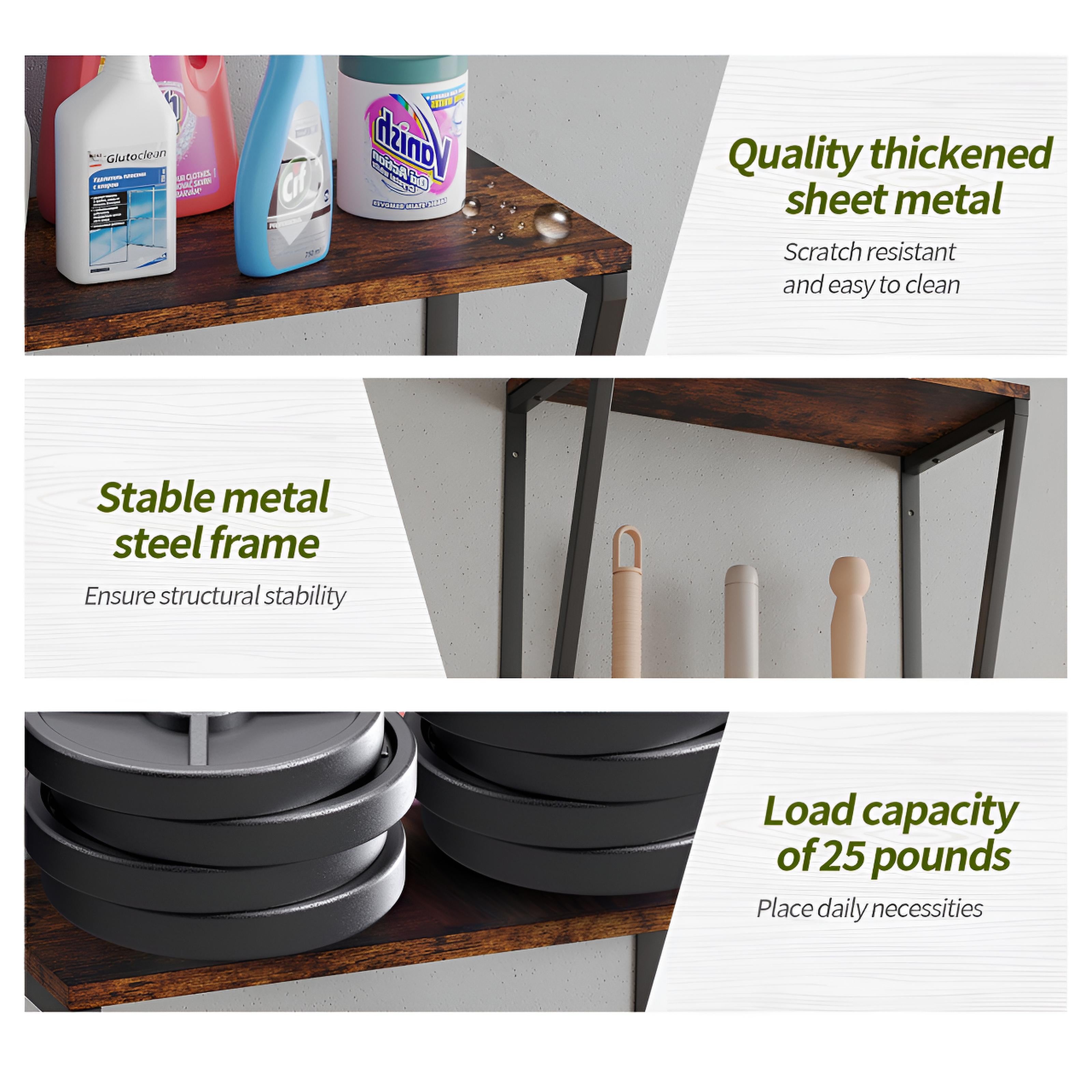 Wall Mounted Mop & Broom Holder with Storage Shelf – Heavy-Duty Metal Organizer