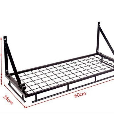 Wall-Mounted Iron Pot and Pan Rack with Hooks