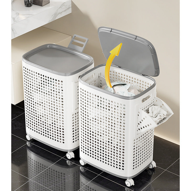 Large Laundry Basket with Wheels and Lid – Multifunctional Storage Bin