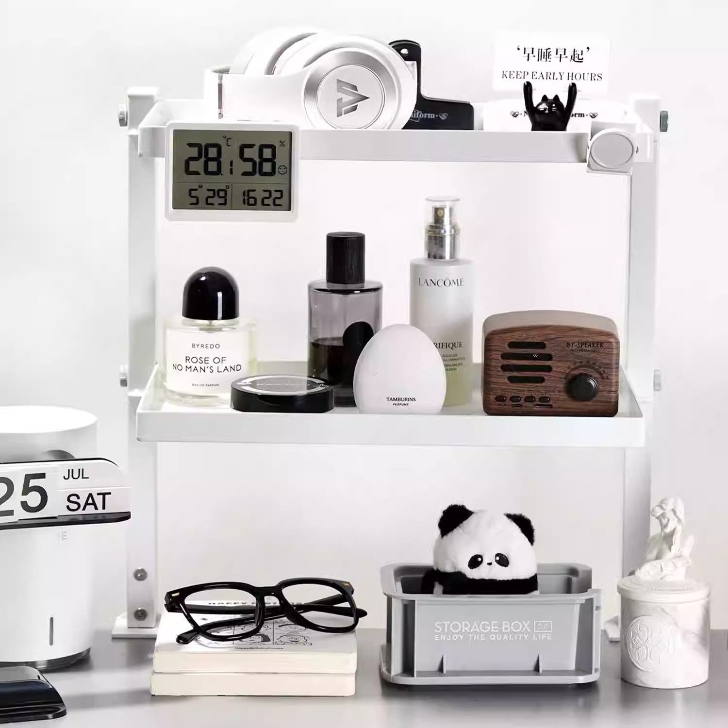 Adjustable 2-Tier Rotating Desk Organizer – Vertical & Horizontal Storage with Pegboard