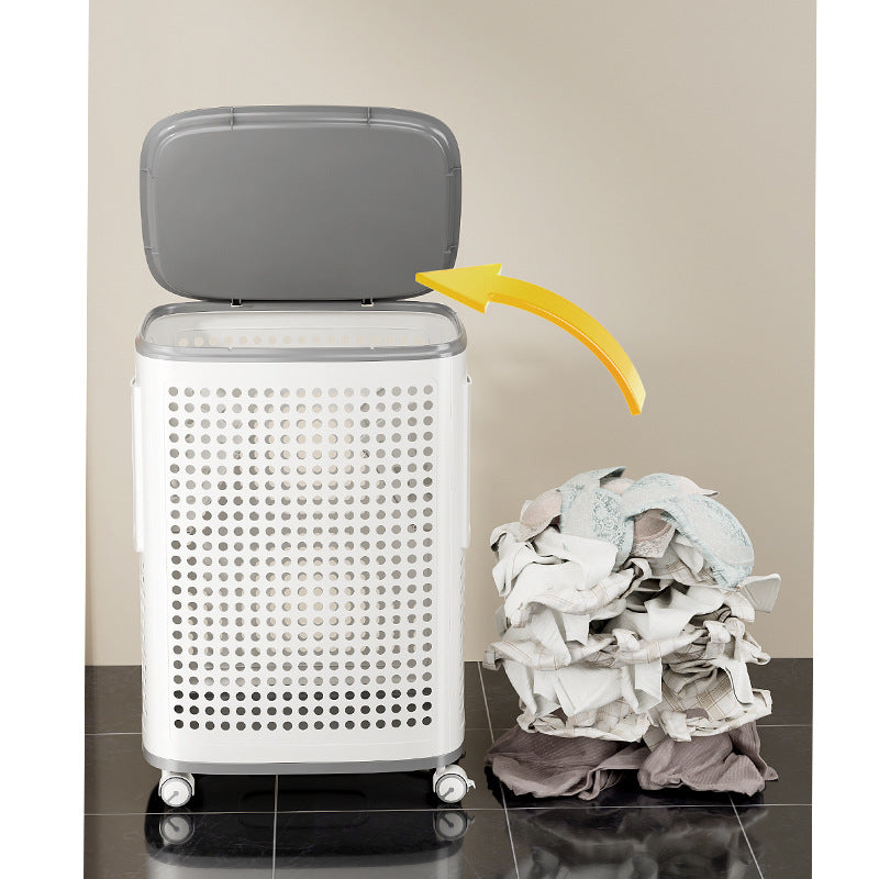 Large Laundry Basket with Wheels and Lid – Multifunctional Storage Bin