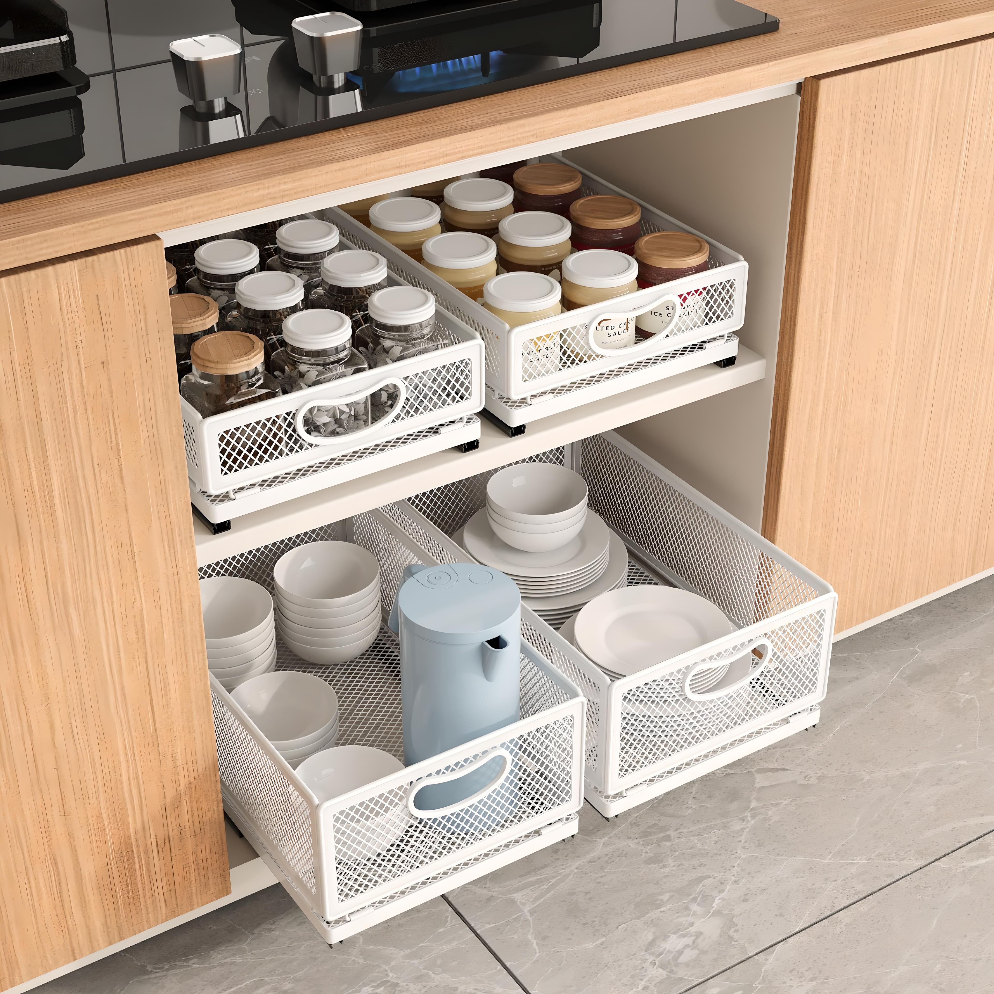Kitchen Cabinet Pull-Out Baskets - Sliding Storage Organizer.