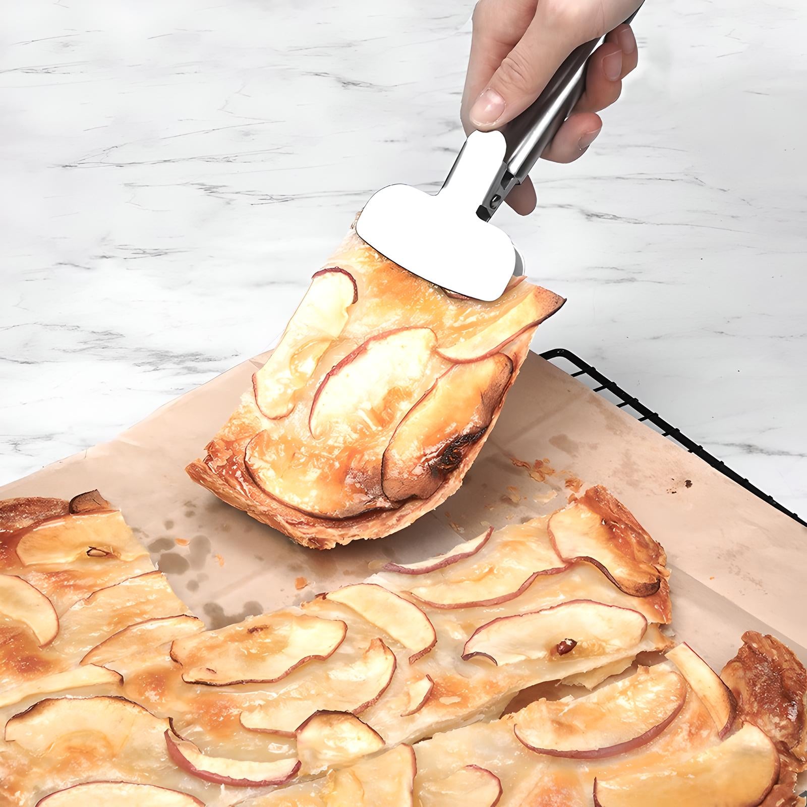 Stainless Steel Pizza Cutter and Server – Dual Function Kitchen Tool