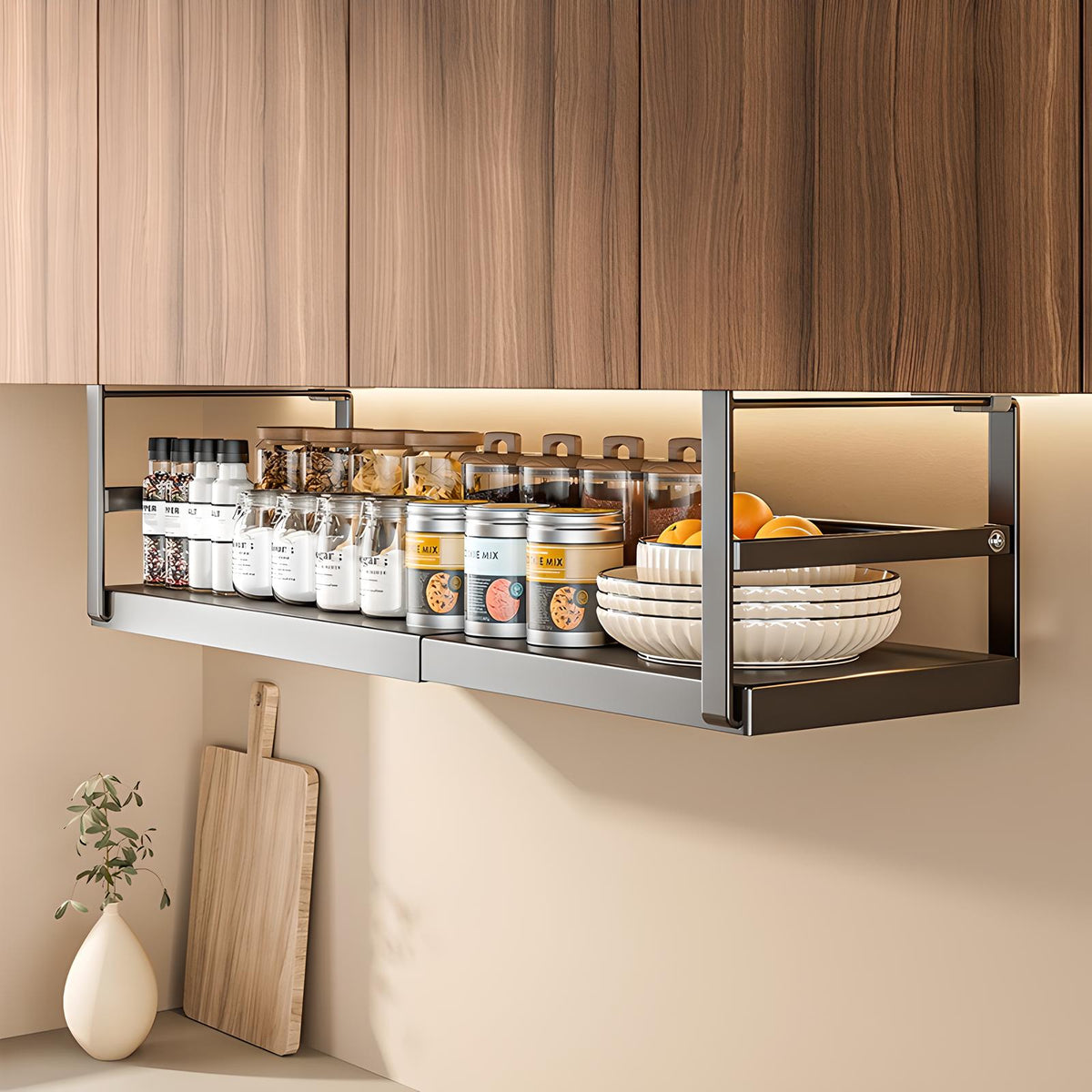 Adjustable Under-Cabinet Storage Rack โ Space-Saving Kitchen Organizer ...