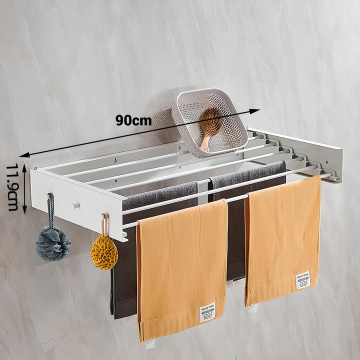 Wall-Mounted Folding Clothes Drying Rack – Space-Saving Retractable Hanger for Indoor & Outdoor Use