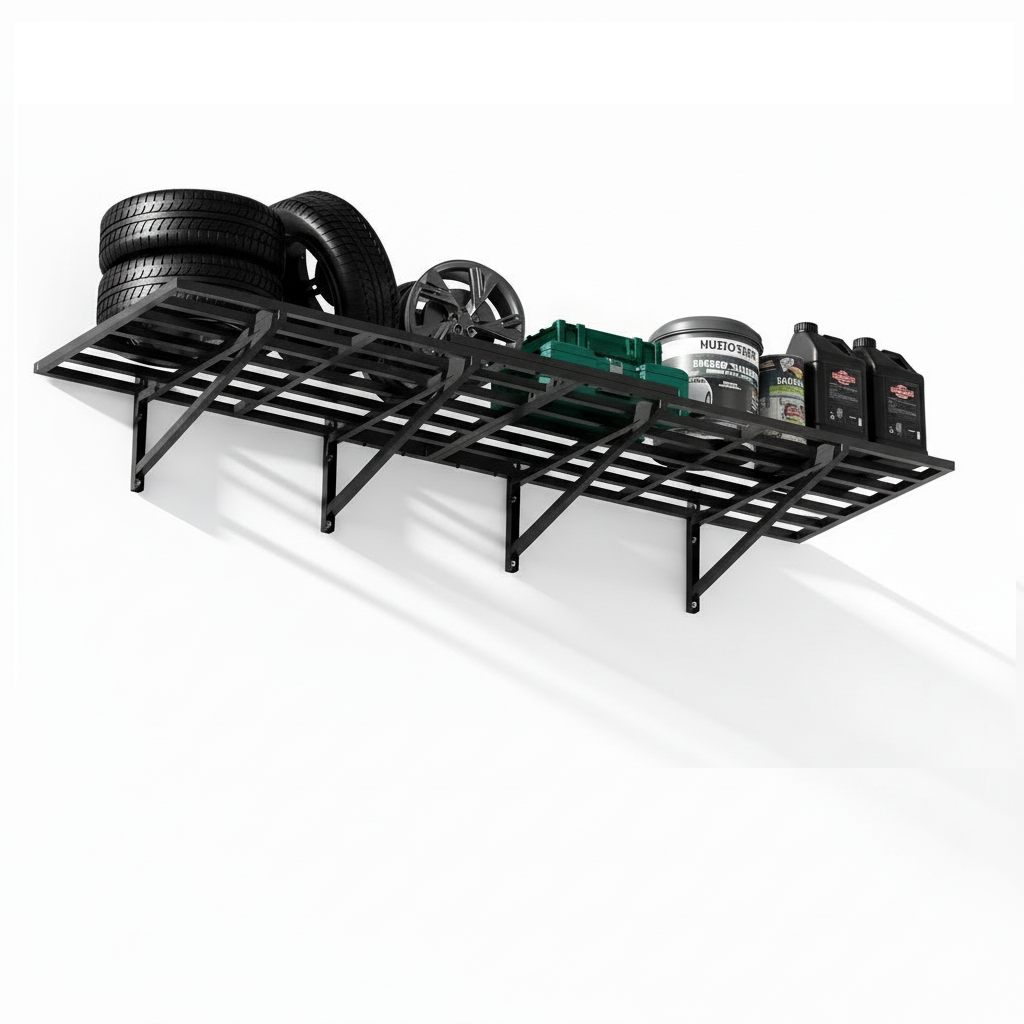 Heavy-Duty Wall Mounted Garage Storage Rack – 72"x24" Steel Shelving