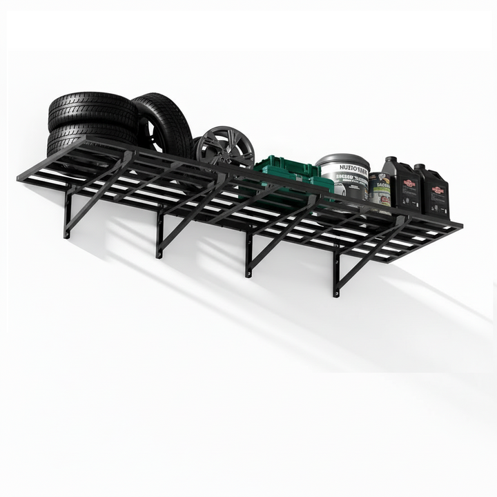 Heavy-Duty Wall Mounted Garage Storage Rack – 72"x24" Steel Shelving