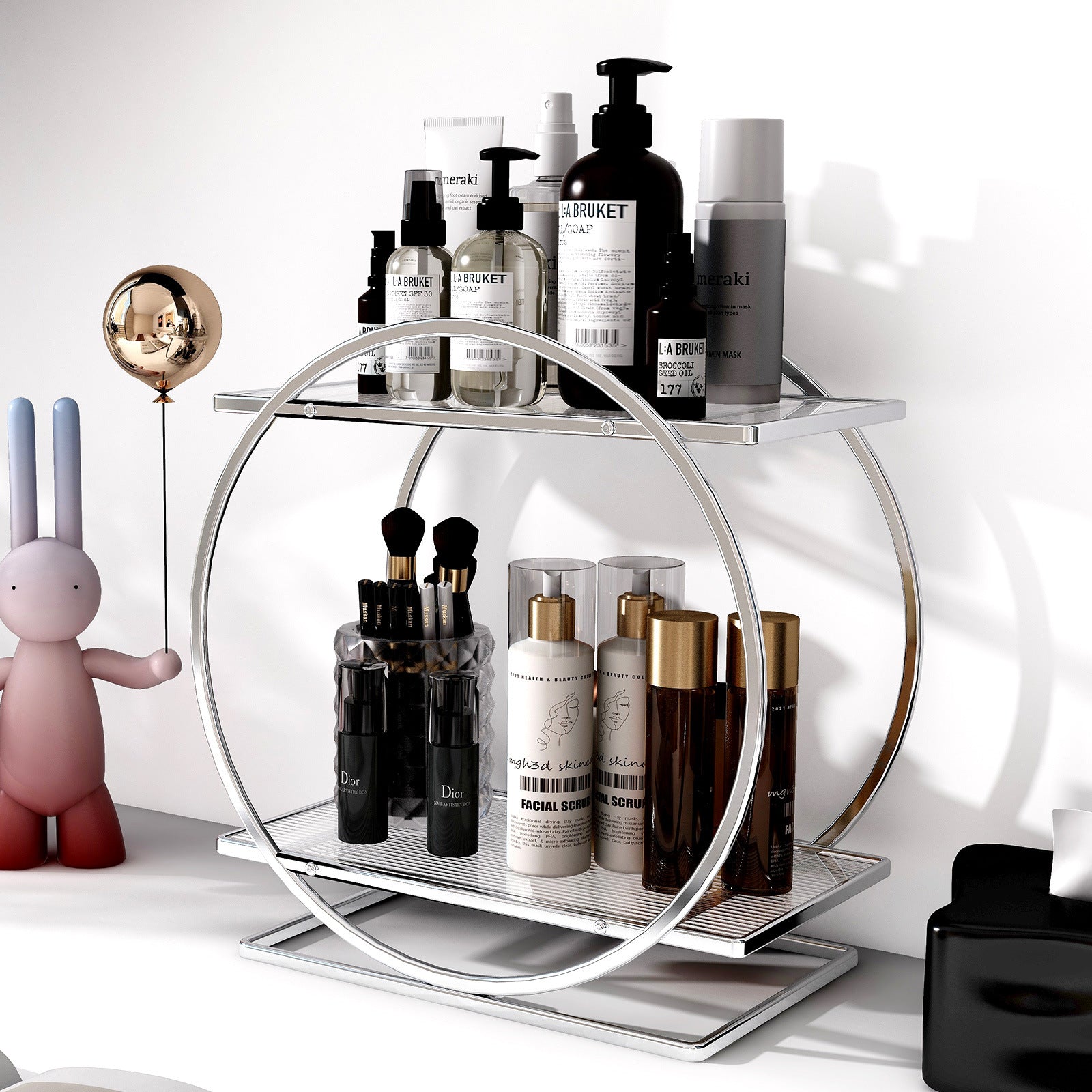 2-Tier Steel Organizer for Skincare and Cosmetics.