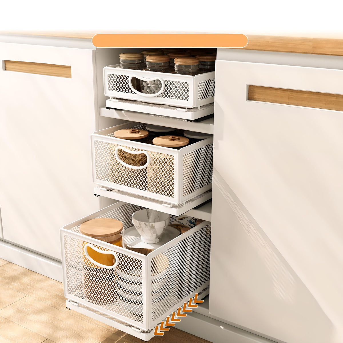 White Steel Sliding Storage Tray - Compact Drawer Solution | J&J Home