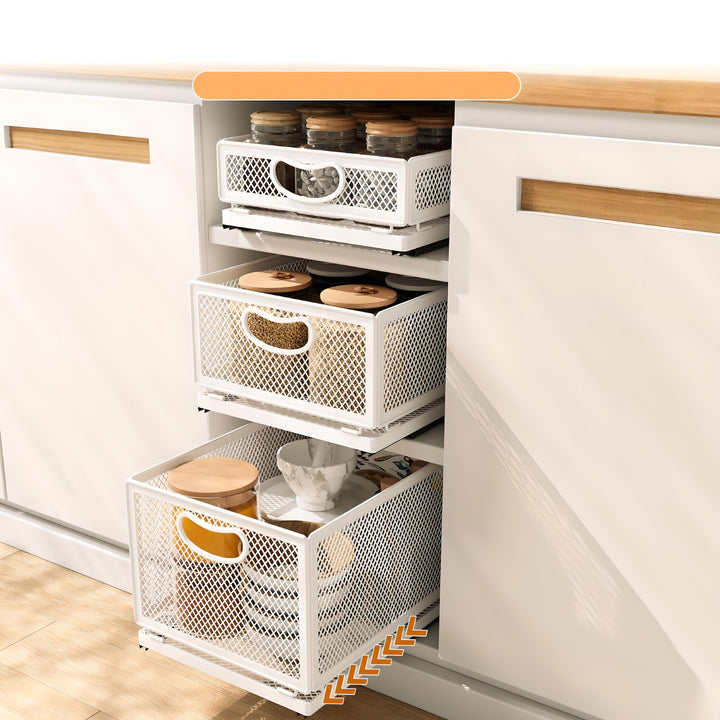 Kitchen Cabinet Pull-Out Baskets - Sliding Storage Organizer.