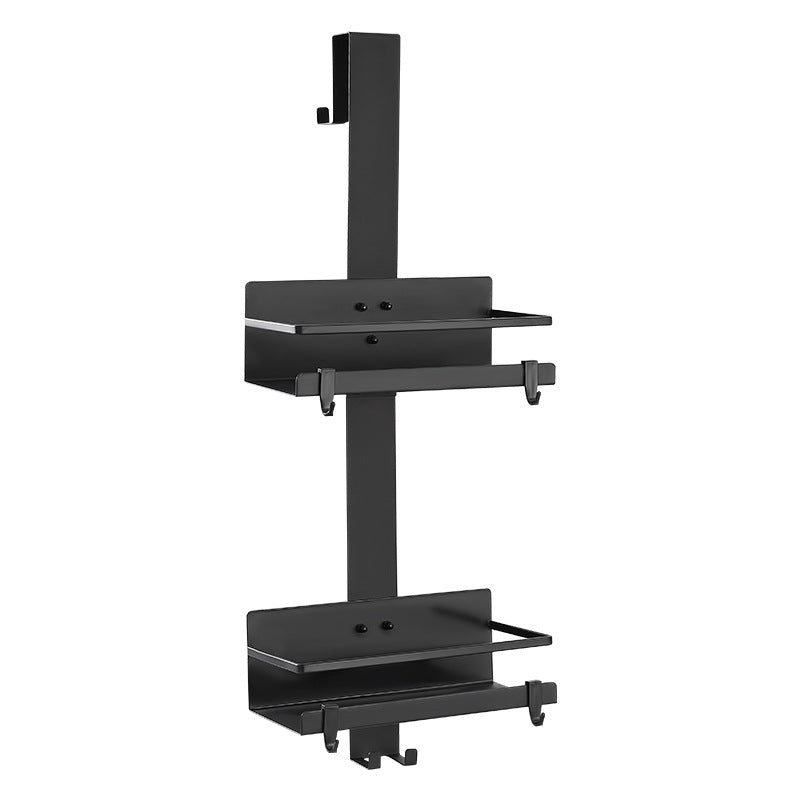 Over Glass Door Shower Caddy | 2-Tier Stainless Steel Bathroom Shelf | No Drilling | Matte Black.