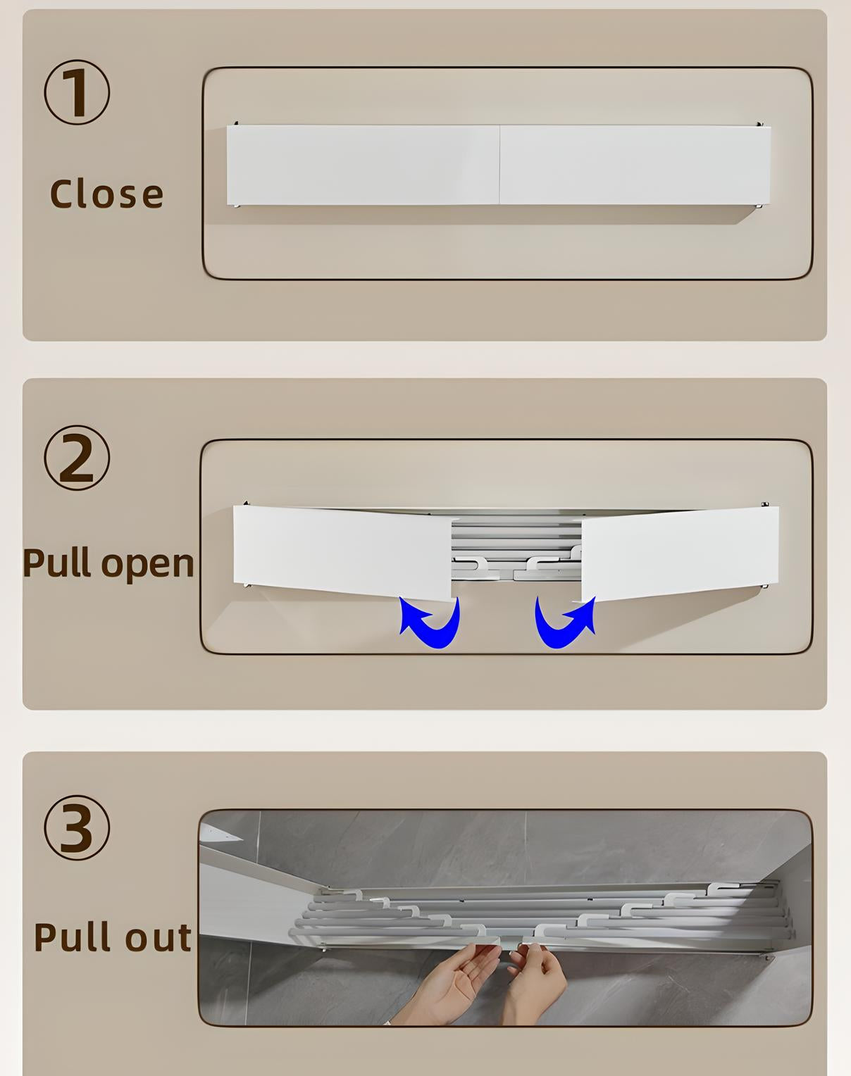 Wall-Mounted Folding Clothes Drying Rack – Space-Saving Retractable Hanger for Indoor & Outdoor Use