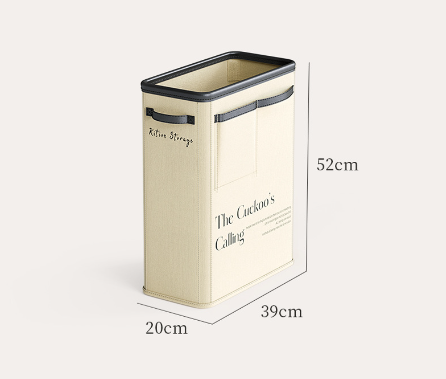 Slim Foldable Storage Bin with Wheels | 41L Large Capacity Organiser | Waterproof Lining | Beige