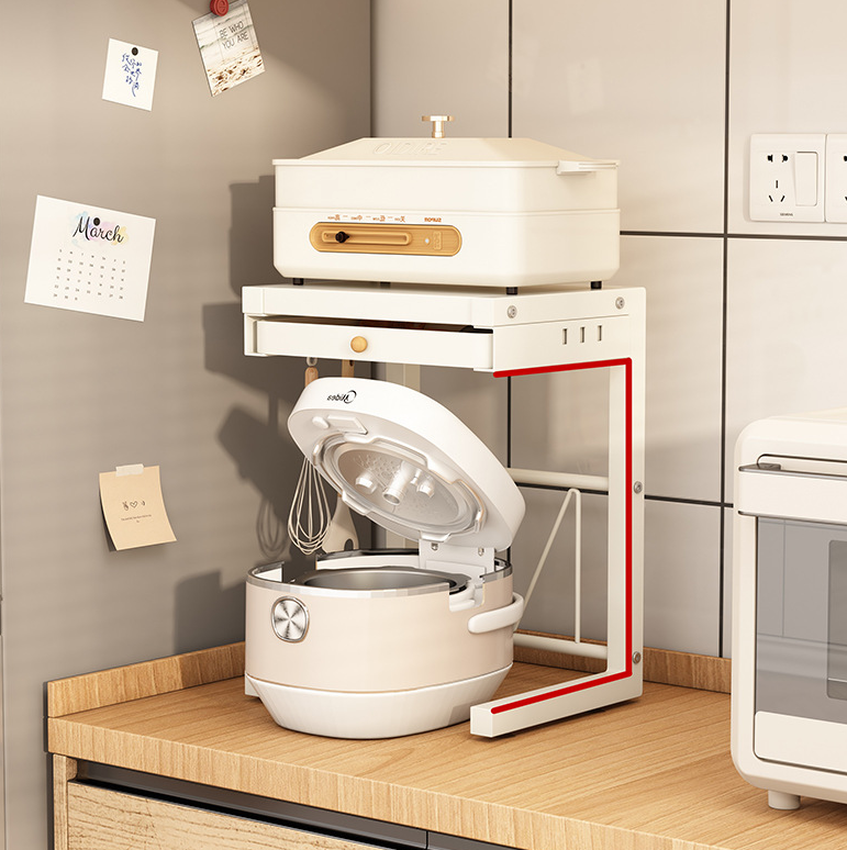 Two-Tier Kitchen Shelf Rack with Drawer