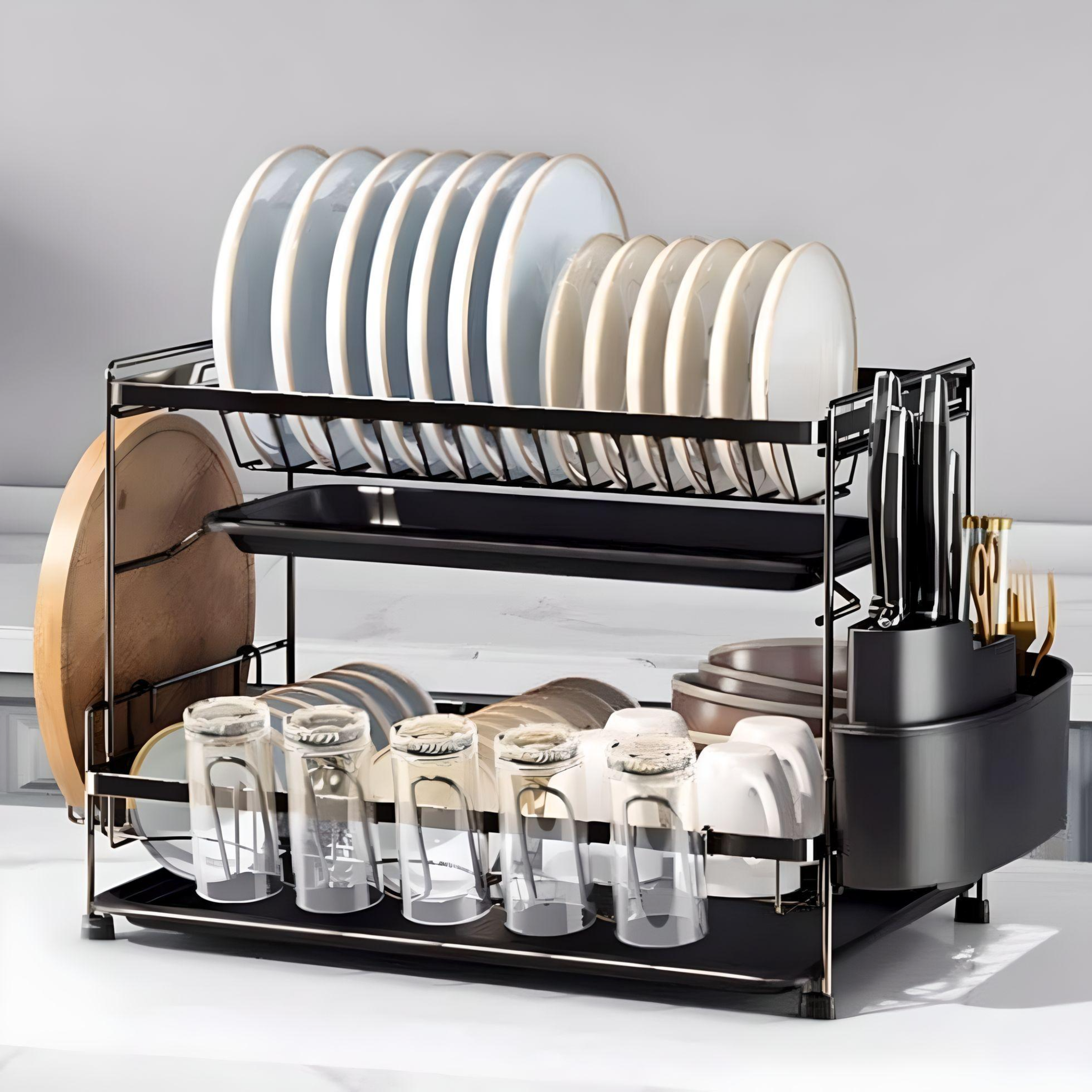 Improvements 2-Tier Space Saving Dish Draining Rack