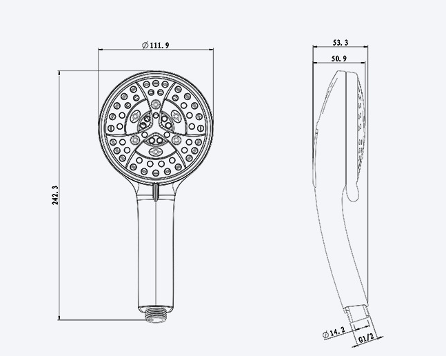 6 Function Hand Shower Head With Nozzle Spray