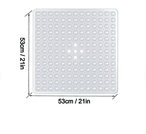 Non-Slip 53cm Square PVC Rubber Shower Mat.