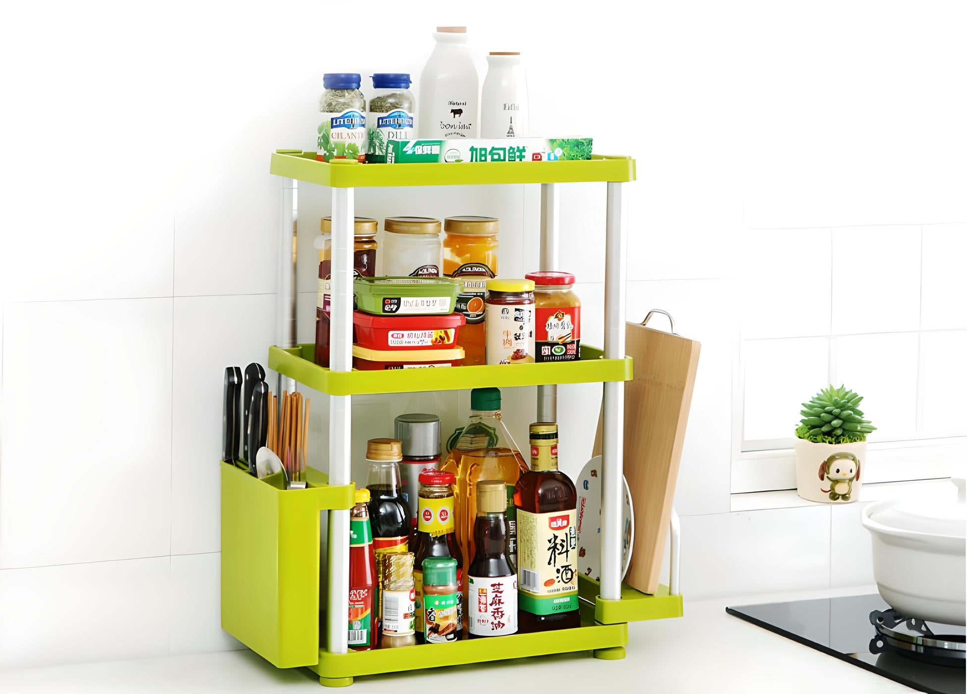 3-Tier Adjustable Kitchen Storage Rack – Space-Saving Organizer for Pantry & Countertop