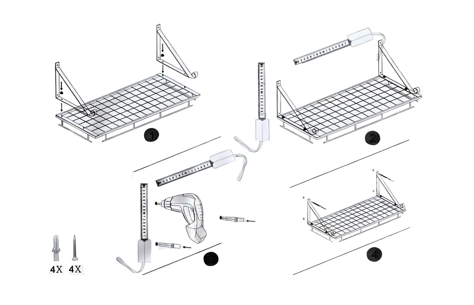 Wall-Mounted Iron Pot and Pan Rack with Hooks.