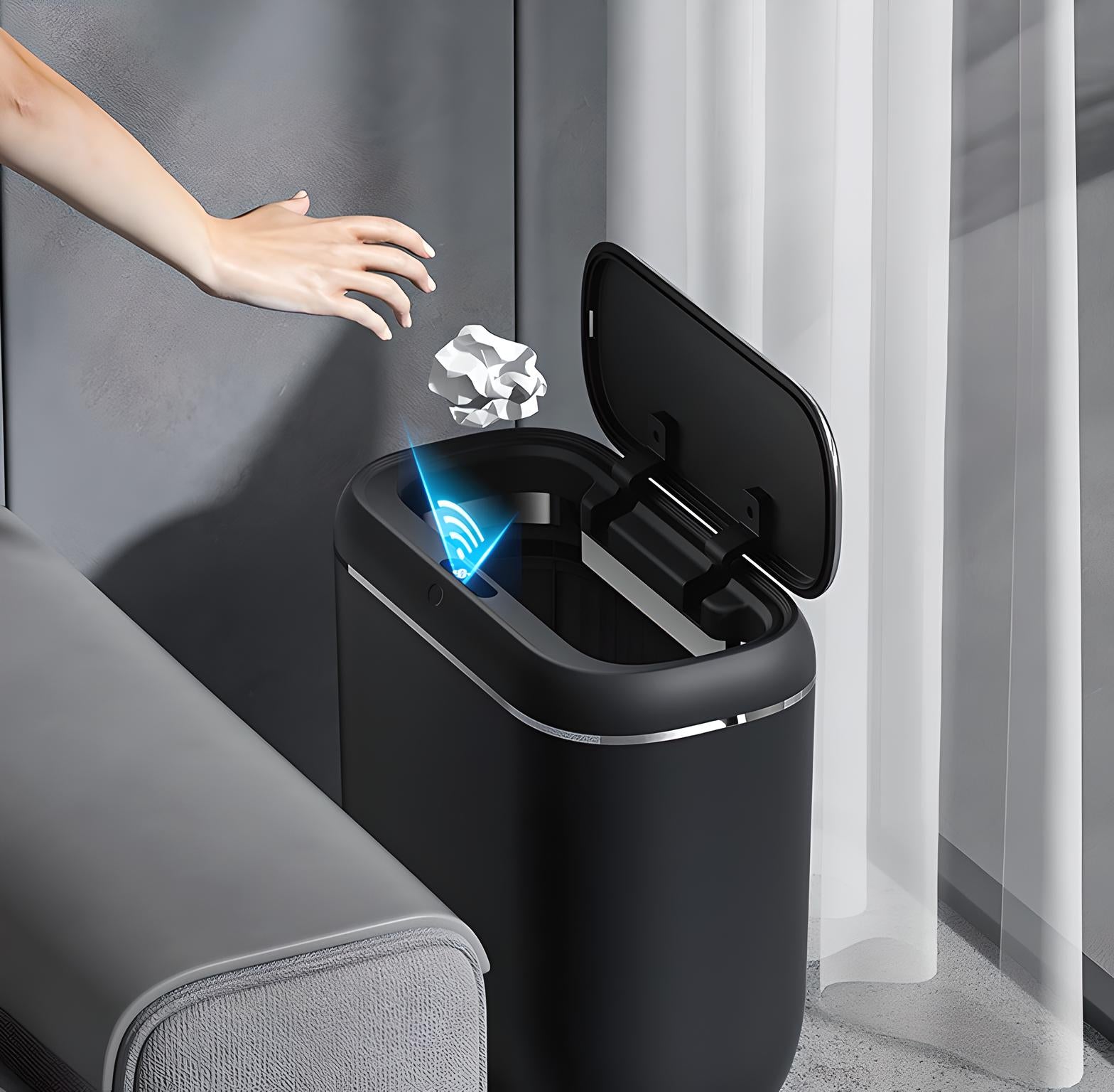 14L Smart Sensor Trash Bin with Automatic Lid and Water-Resistant Design