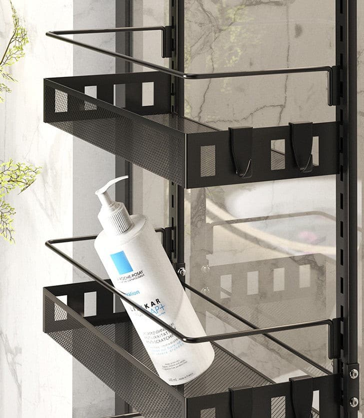 Black Steel 6-Tier Over The Door Pantry Organizer with 6 Basket.