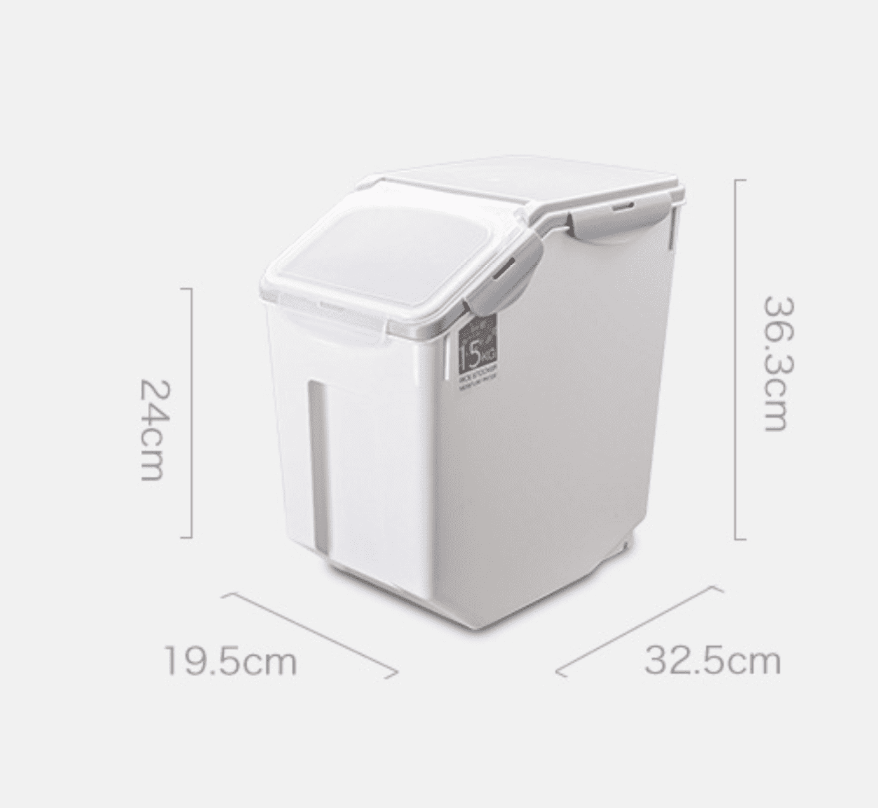 10KG/15KG White Plastic Rice Pet Food Grain Container Kitchen.