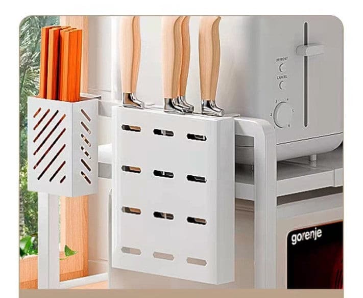 White Black Steel Kitchen Benchtop Extendable Storage Microwave Rack.