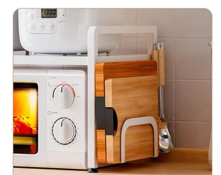 White Black Steel Kitchen Benchtop Extendable Storage Microwave Rack.
