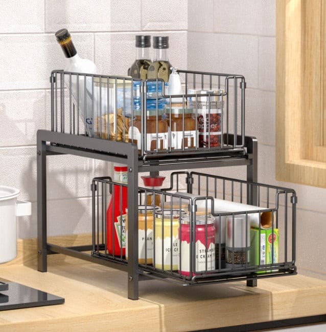 2 Tier Pull Out Cabinet Storage Organizer Benchtop Cabinet.